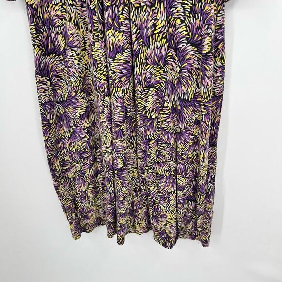 Boden floaty fireworks purple jersey v-neck dress draped comfort sz 12 TALL long - Picture 5 of 8